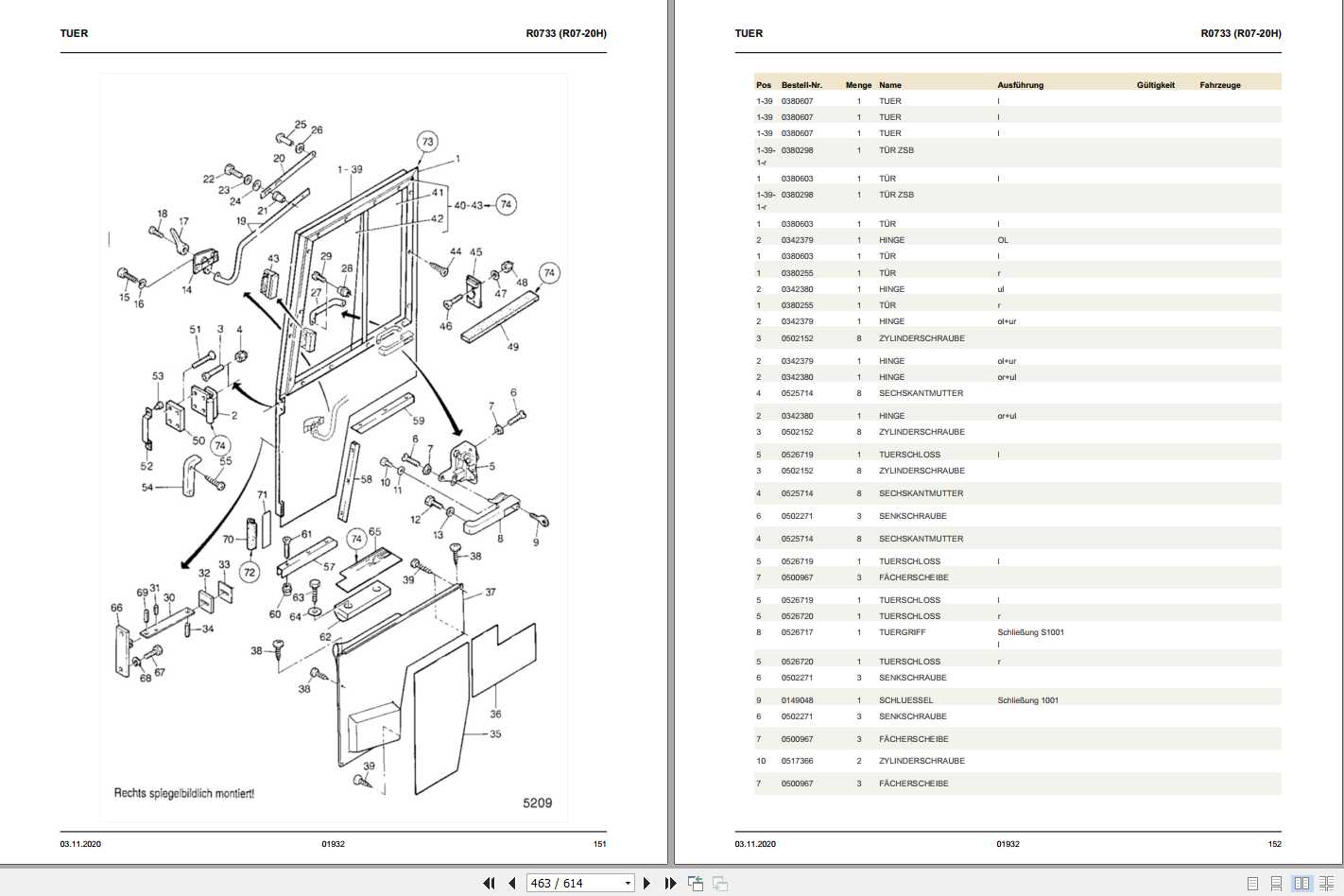 Still Hybrid Tractor R0720H Spare Parts Lists DE