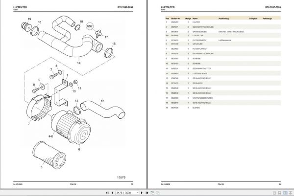 Still LPG Fork Truck R70 16T R70 18T R70 20CT 7097 7099 KALMAR Spare Parts List DE 2