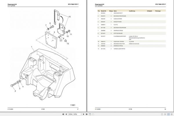 Still LPG Fork Truck R70 20T R70 25T R70 30T R7068 R7070 Spare Parts List DE 2