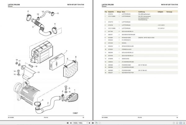 Still LPG Fork Truck RX70 16T RX70 18T RX70 20T 7314 7316 Spare Parts List DE 2