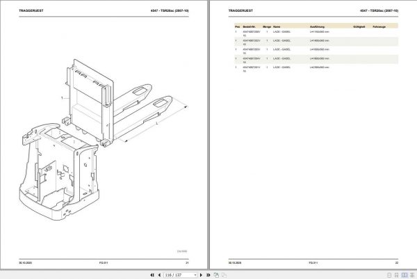 Still OM Pimespo Electric Fork Truck TSR20ac Spare Parts List DE 2