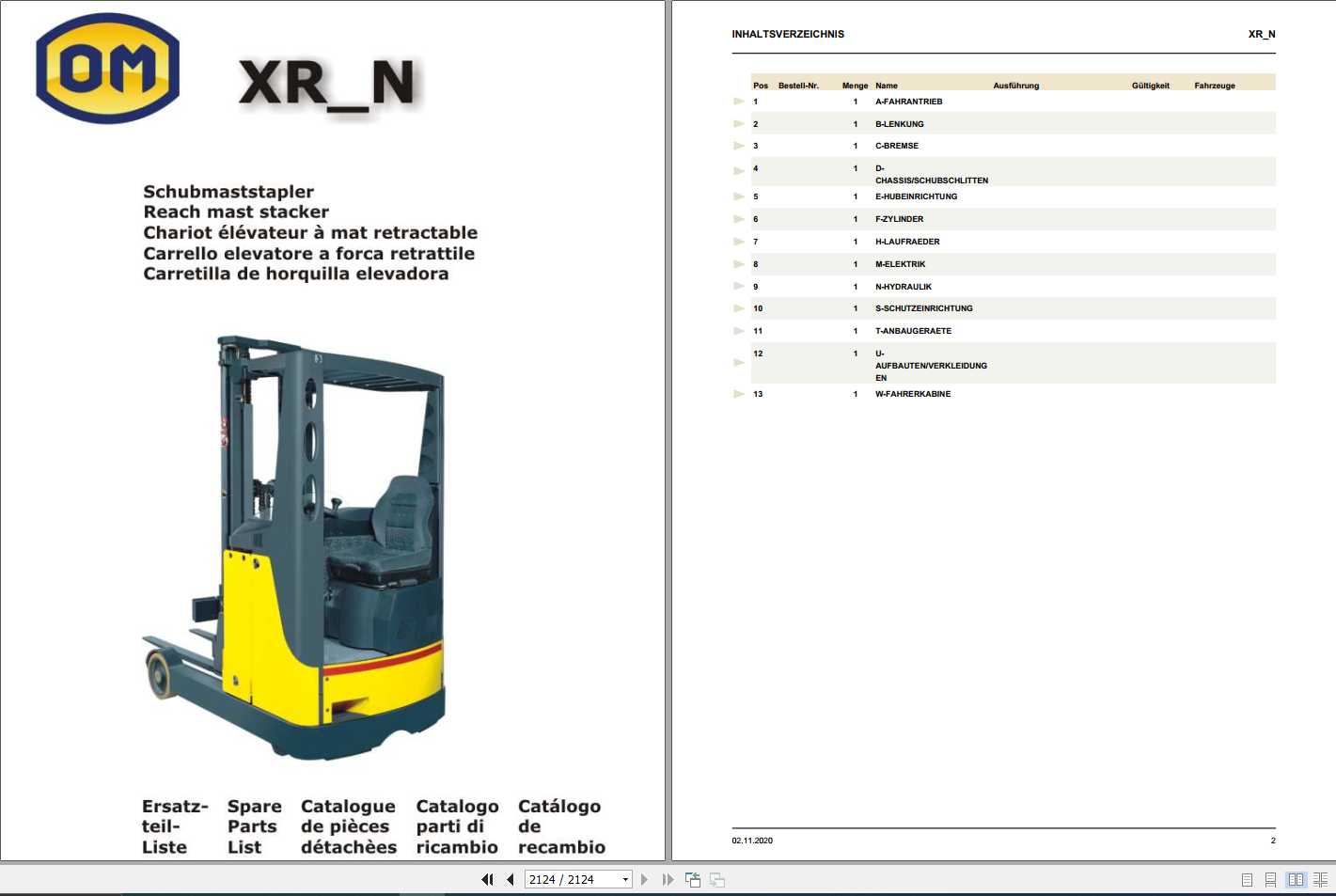 Still OM Pimespo Electric Reach Truck XR N Workshop Manual DE 1