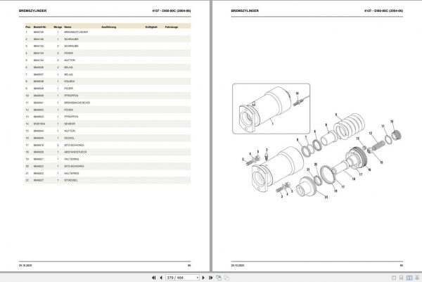 Still OM Pimespo Forklift DI60C DI70C DI80C Spare Parts List DE 41578047800 2