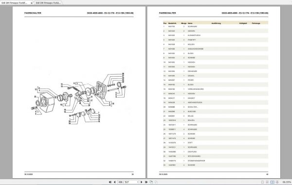 Still OM Pimespo Forklift E3 12N E3 15N E3 17N E15 E17N Spare Parts List DE 2