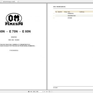 Still OM Pimespo Forklift E60N E70N E80N Spare Parts List DE 1