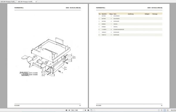 Still OM Pimespo Forklift EU18 EU20 EU20L EU22 Spare Parts List DE 2