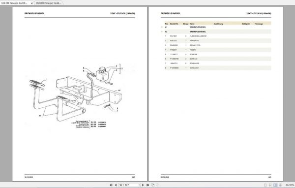 Still OM Pimespo Forklift EU25 EU28 EU30 Spare Parts List DE 2