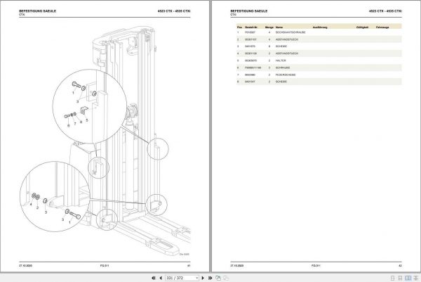 Still OM Pimespo Forklift Truck CTX 14 20 4523 CTXi 14 20 4535 Spare Parts List DE 2