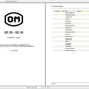 Still OM Pimespo Forklift XD25 XD30 Spare Parts Catalogue DE 1