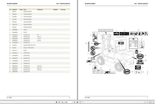 Still OM Pimespo Forklift XE60 XE70 XE80 Parts Catalogue DE 2