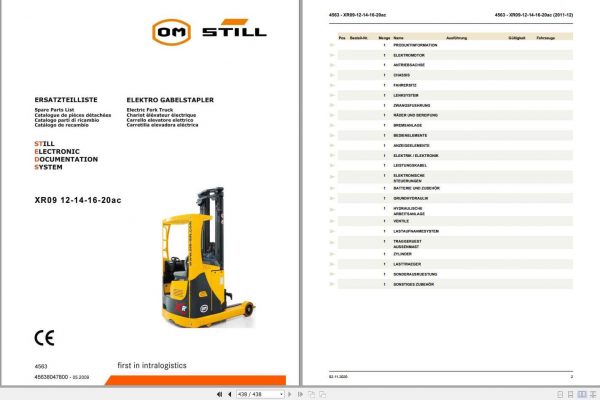 Still OM Pimespo Forklift XR09 12 14 16 20ac Spare Parts List DE 1