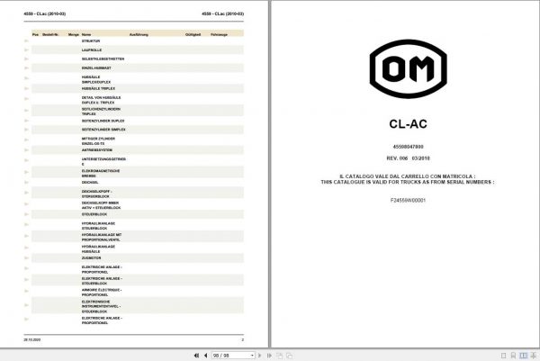 Still OM Pimespo Pallet Stacker CL AC Spare Parts List DE 1