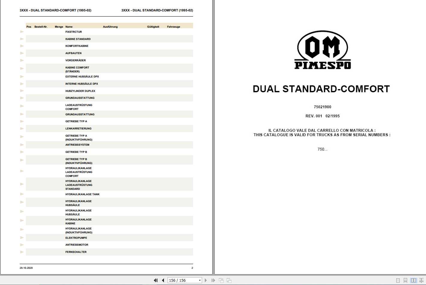 Still Order Picker DUAL STANDARD COMFORT Spare Parts List DE 1