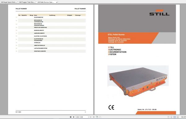 Still Pallet Runner Tugger Train and Regal Spare Parts List DE 1