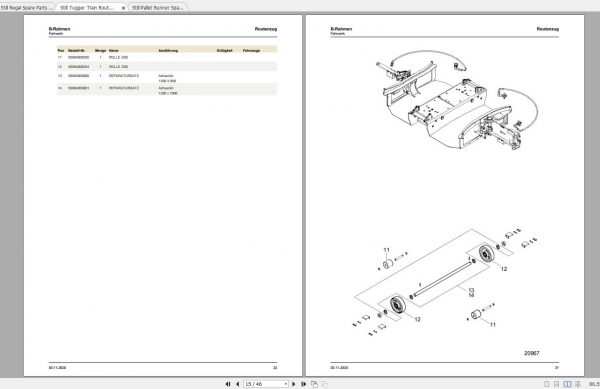 Still Pallet Runner Tugger Train and Regal Spare Parts List DE 2