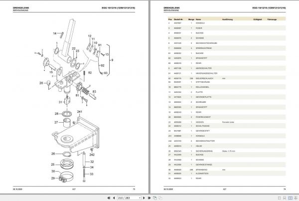 Still Pallet Stacker EGG 10 12 16 1209 1213 1216 Spare Parts List DE 2