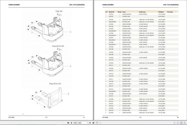 Still Pallet Stacker EGV14 EGV16 0248 0250 Spare Parts List DE 50248069000 07.2010 2