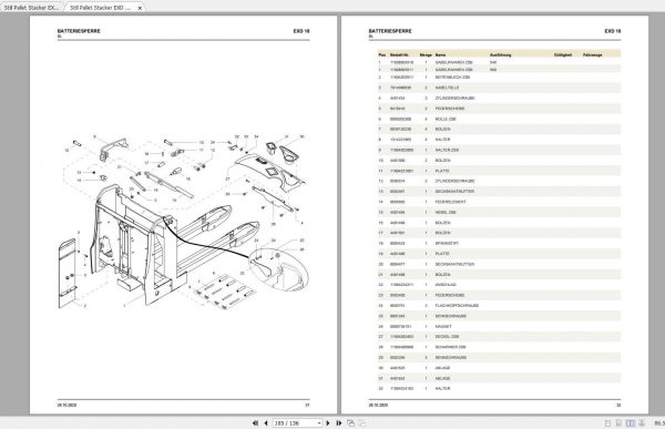 Still Pallet Stacker EXD 18 EXD 18K EXD 18L EXD 18L Li Ion Spare Parts List DE 2