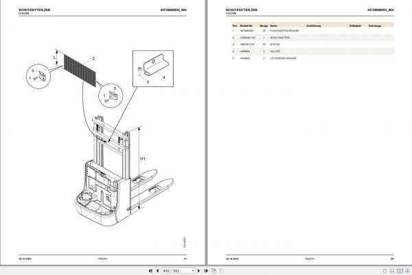 Still Pallet Stacker EXV 10 10Basic 12 12i 14C 14Ci 0270 0273 0321 0322 Spare Parts List DE 2