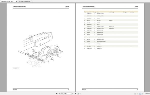 Still Pallet Stacker FXD 20 1539 2378 Spare Parts List DE 2