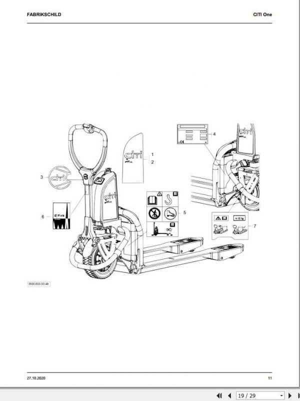 Still Pallet Truck CiTi One 2350 Parts Catalog DE 1