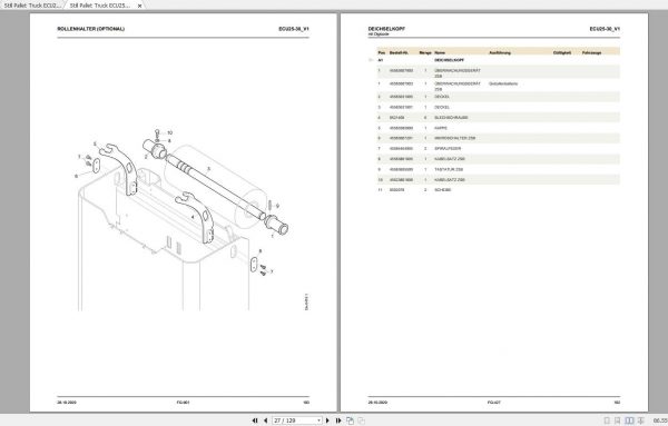 Still Pallet Truck ECU25 ECU30 0168 0169 Spare Parts List DE 2