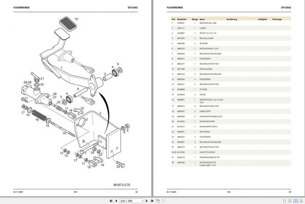 Still Pallet Truck EFU 3002 Spare Parts List DE 2