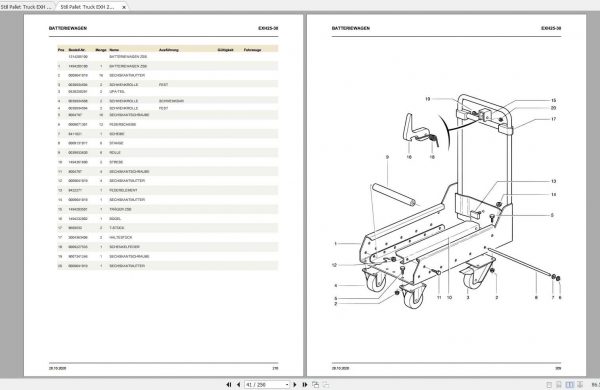 Still Pallet Truck EXH 25 30 EXH SF 20 25 Spare Parts List DE 2