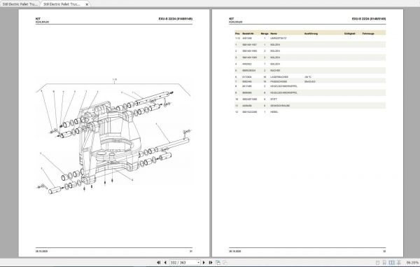 Still Pallet Truck EXU S 22 24 Spare Parts List DE 2