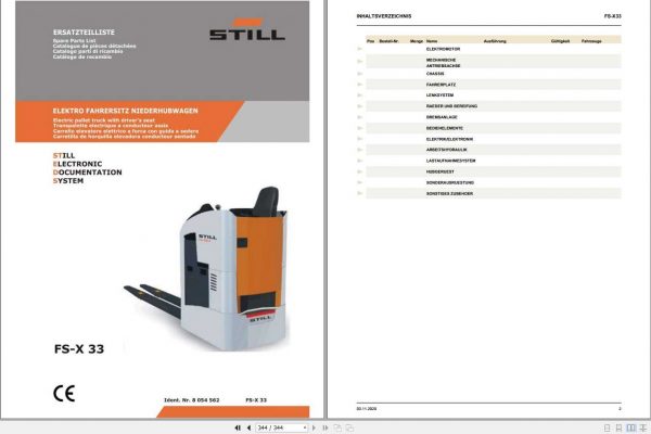 Still Pallet Truck FS X33 Spare Parts List DE 1