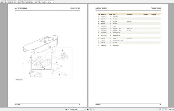 Still Pallet Truck FXH20 FXH25 FXH20N FXH25N Spare Parts List DE 2