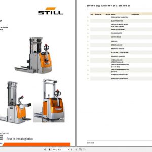 Still Reach Mast Stacker EXV14 16 20i D EXV SF14 16 20i D EXP14 16 20 Spare Parts List DE 1