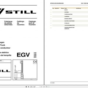 Still Walkie High lift Truck EGV 1250 1400 1600 2000 Spare Parts List DE 1