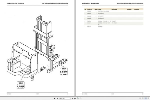 Still Walkie High lift Truck EGV 1250 1400 1600 2000 Spare Parts List DE 2