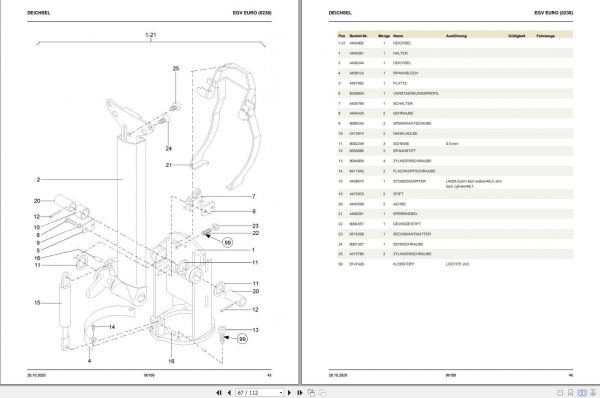 Still Walkie High lift Truck EGV EURO 0238 Spare Parts List DE 2