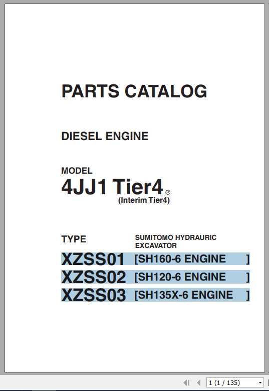 Sumitomo Hydraulic Excavator Diesel Engines 4JJ1 Tier4 Parts Catalog 1
