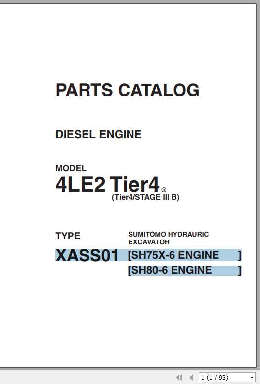 Sumitomo Hydraulic Excavator Diesel Engines 4LE2 Tier4 Parts Catalog 1