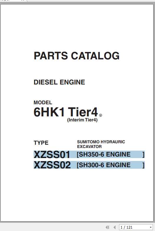 Sumitomo Hydraulic Excavator Diesel Engines 6HK1 Tier4 Parts Catalog 1