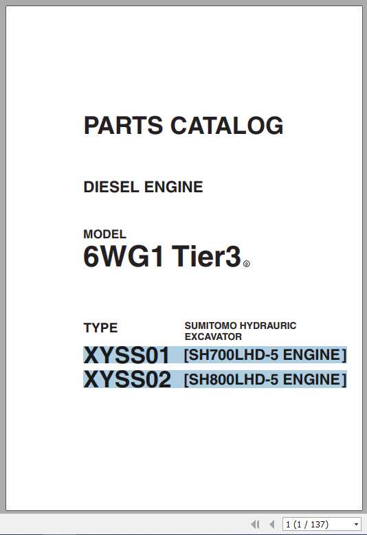 Sumitomo Hydraulic Excavator Diesel Engines 6WG1 Tier3 Parts Catalog 1