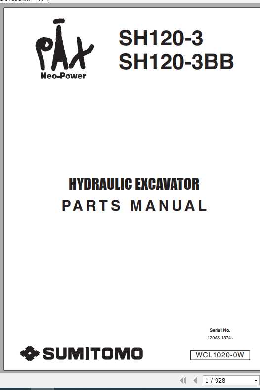 Sumitomo Hydraulic Excavator SH120 3 SH120 3BB Parts Manual 1