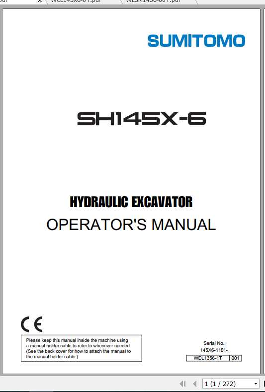 Sumitomo Hydraulic Excavator SH145X 6 Parts Operators Service Manual 1