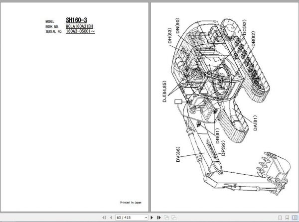 Sumitomo Hydraulic Excavator SH160 3 Parts Manual 1