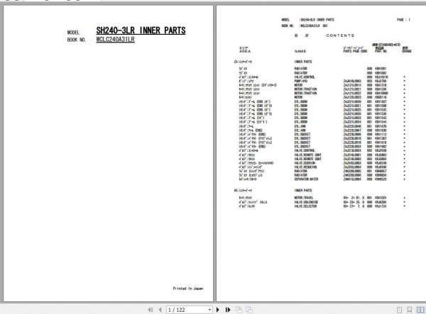 Sumitomo Hydraulic Excavator SH240 3 Parts Manual 1