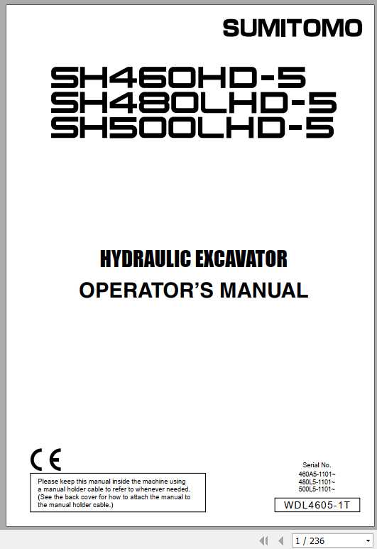 Sumitomo Hydraulic Excavator SH460HD 5 SH480LHD 5 SH500LHD 5 Parts Operators Shop Manual 1