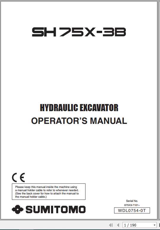 Sumitomo Hydraulic Excavator SH75X 3B Workshop Manual 1
