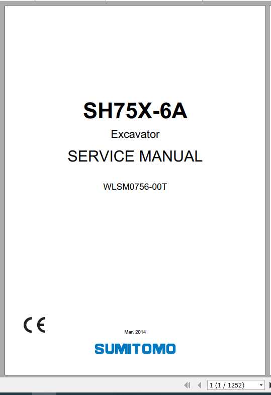 Sumitomo Hydraulic Excavator SH75X 6A Parts Operators Service Manual 1