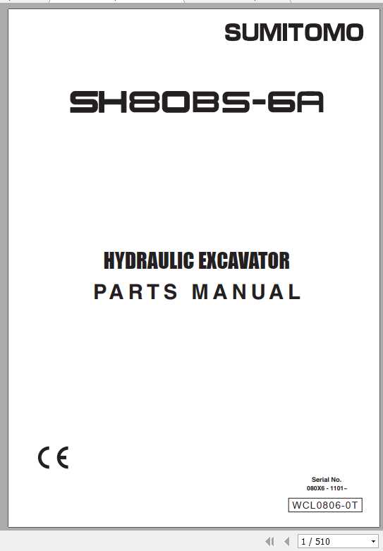 Sumitomo Hydraulic Excavator SH80BS 6A Parts Operators Service Manual 2