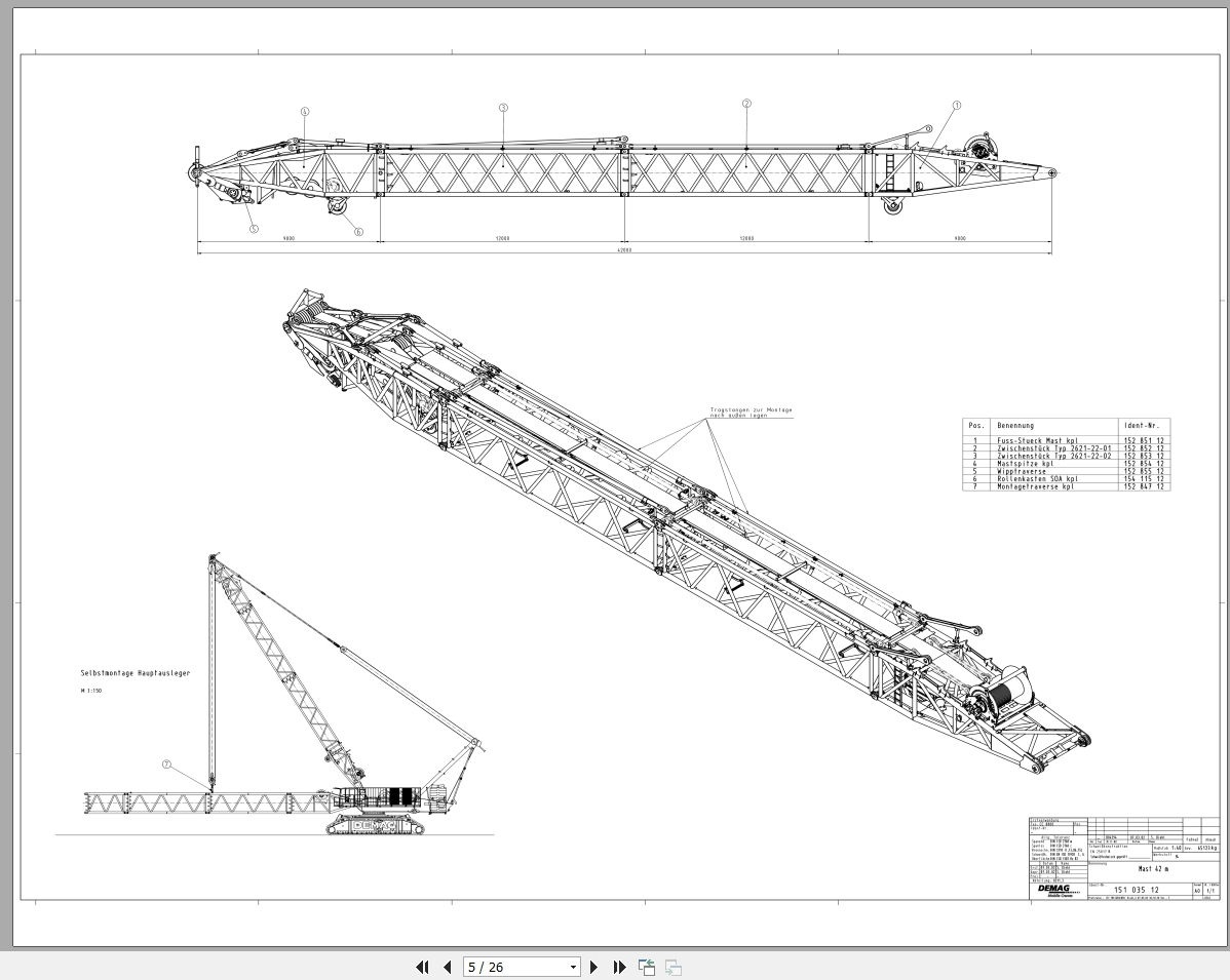 Terex Demag Crawler Crane CC8800 1600T Boom Combinations DE 2