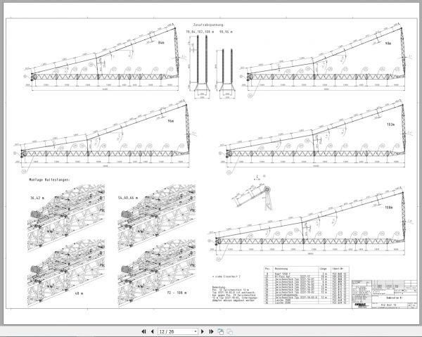 Terex Demag Crawler Crane CC8800 1600T Boom Combinations DE 3