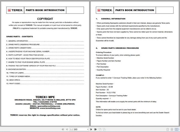 Terex Finlay Crusher 110RS Illustrated Parts Catalog 1